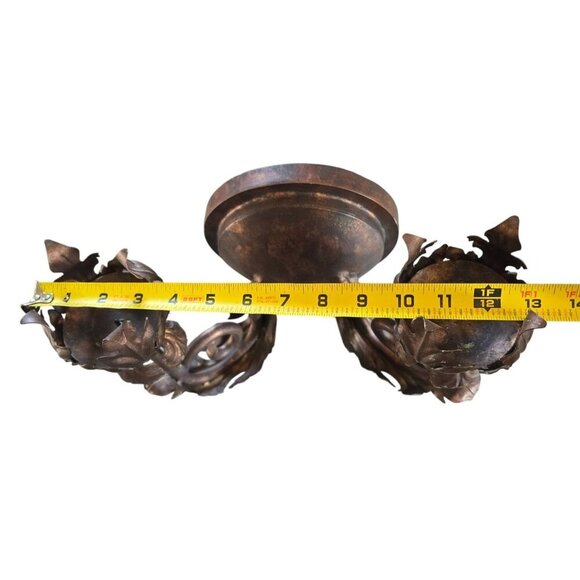 Antique Cast Iron Double Arm Wall Sconce Candle Holder Victorian Made in Mexico - Picture 10 of 11